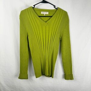 Vibrant Chartreuse Ribbed Sweater L Jones New York